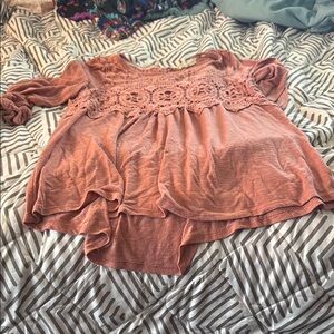 Women's Crochet Lace Top - Peach